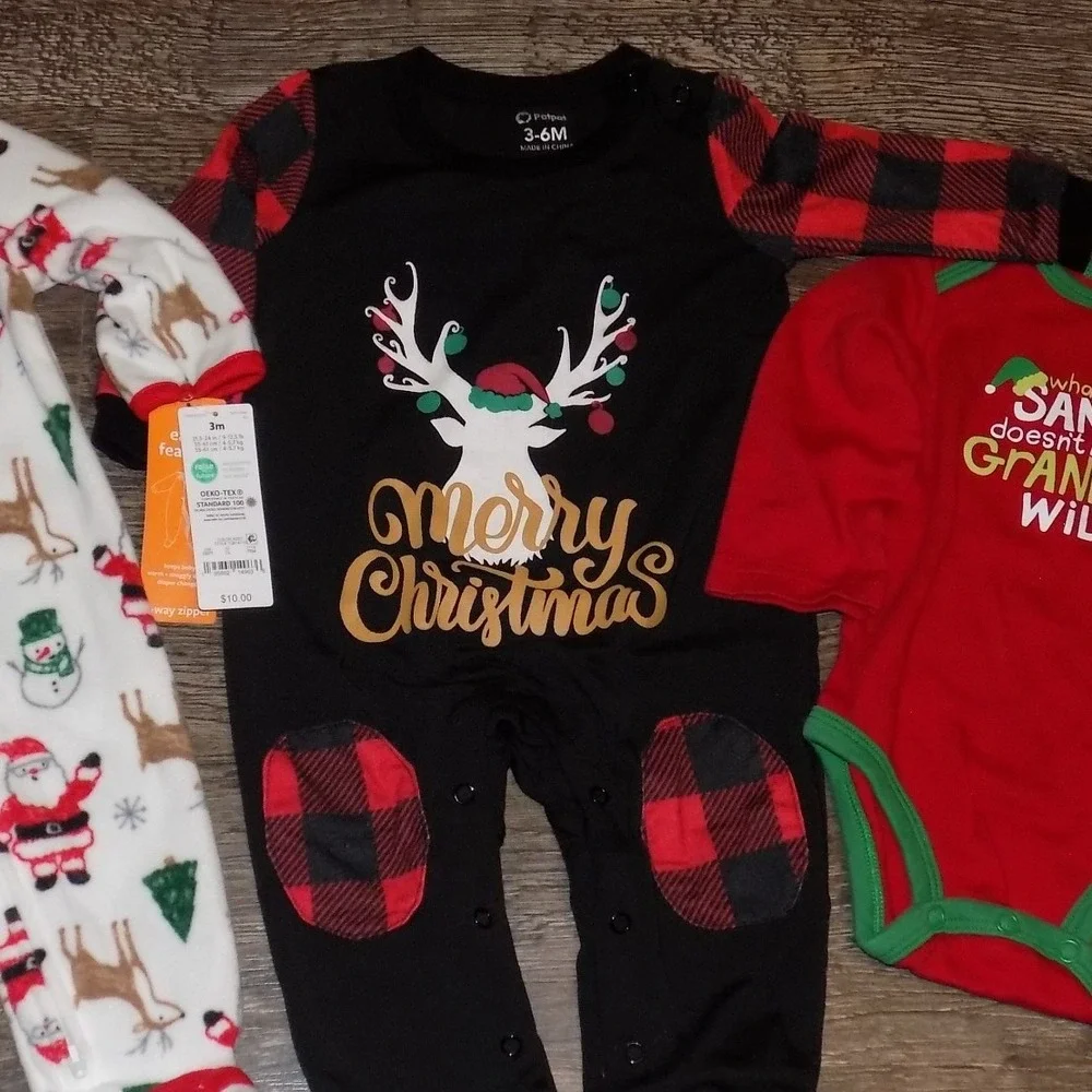 Carters Patpat Christmas Bundle Baby 3-6M‎ Red Black White Good Holiday Outfits